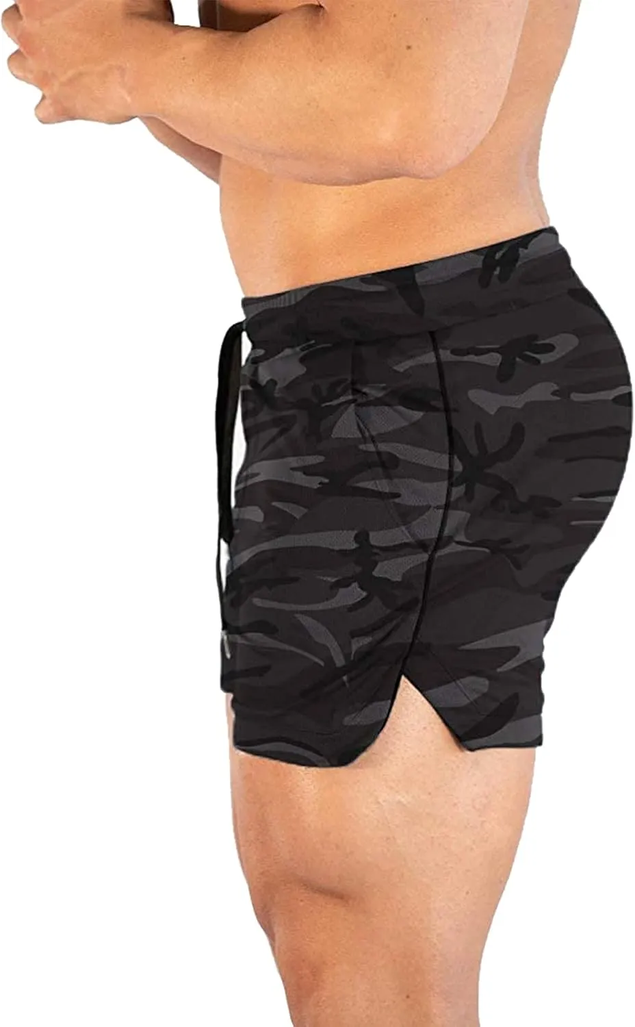 CEHT Mens Workout Running Shorts Lightweight Athletic Gym Shorts with Zipper Pockets
