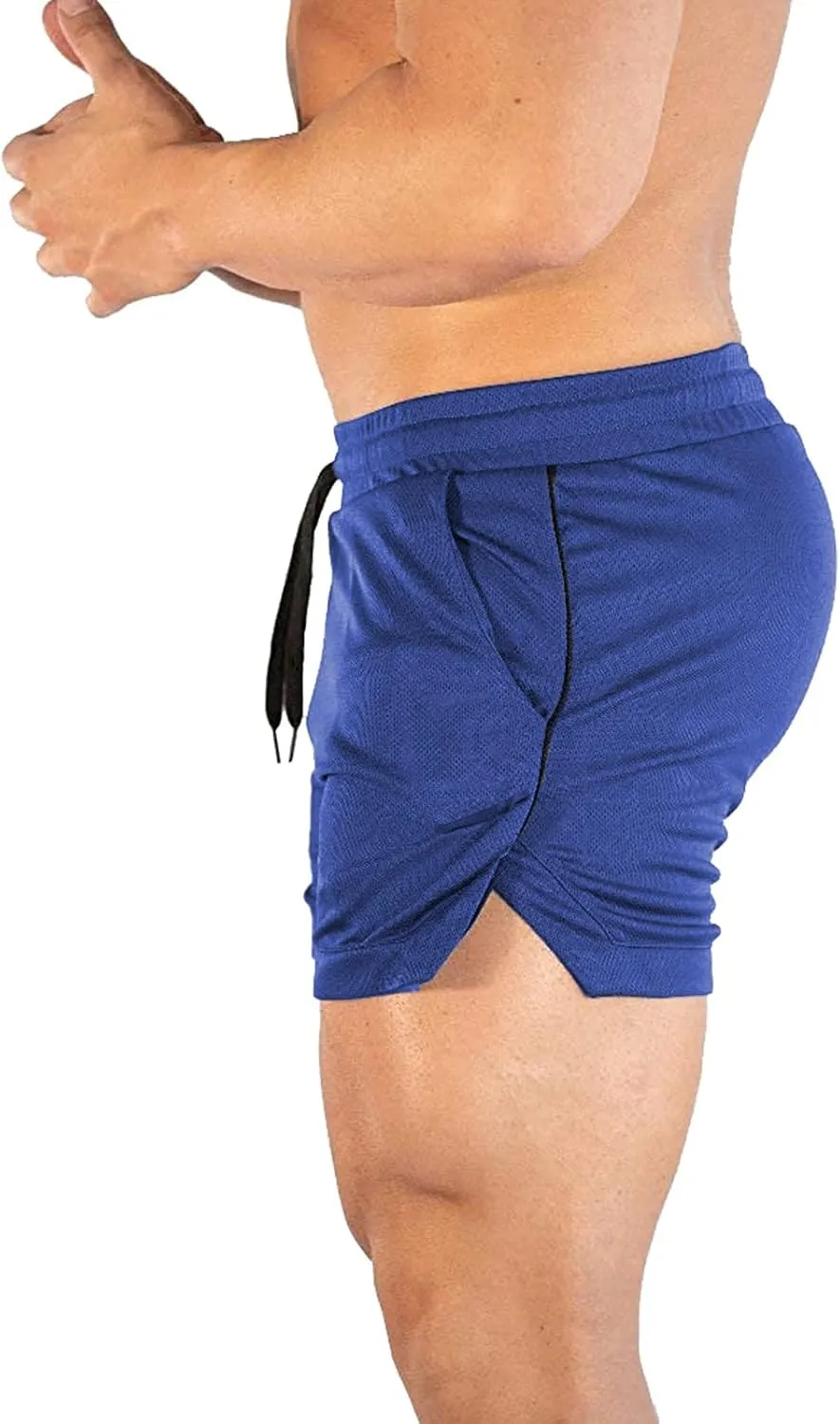 CEHT Mens Workout Running Shorts Lightweight Athletic Gym Shorts with Zipper Pockets