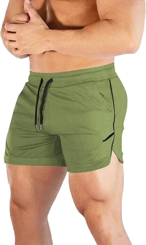 CEHT Mens Workout Running Shorts Lightweight Athletic Gym Shorts with Zipper Pockets