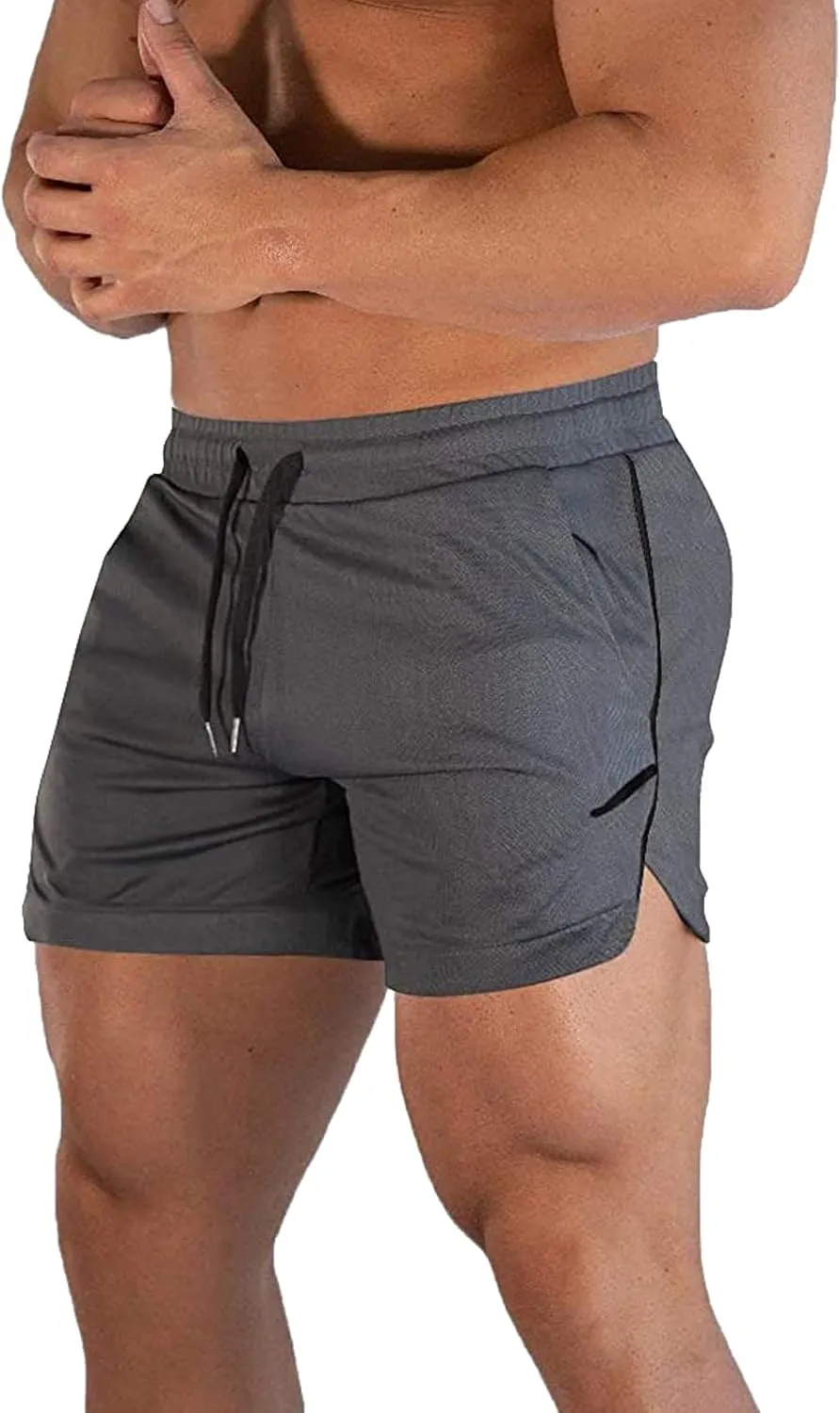 CEHT Mens Workout Running Shorts Lightweight Athletic Gym Shorts with Zipper Pockets