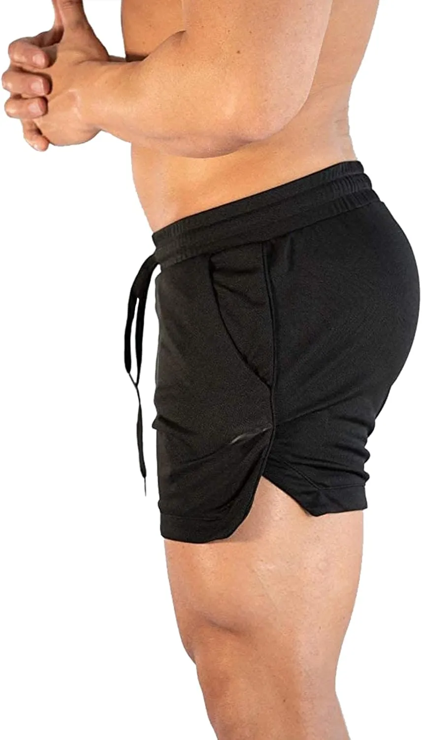 CEHT Mens Workout Running Shorts Lightweight Athletic Gym Shorts with Zipper Pockets