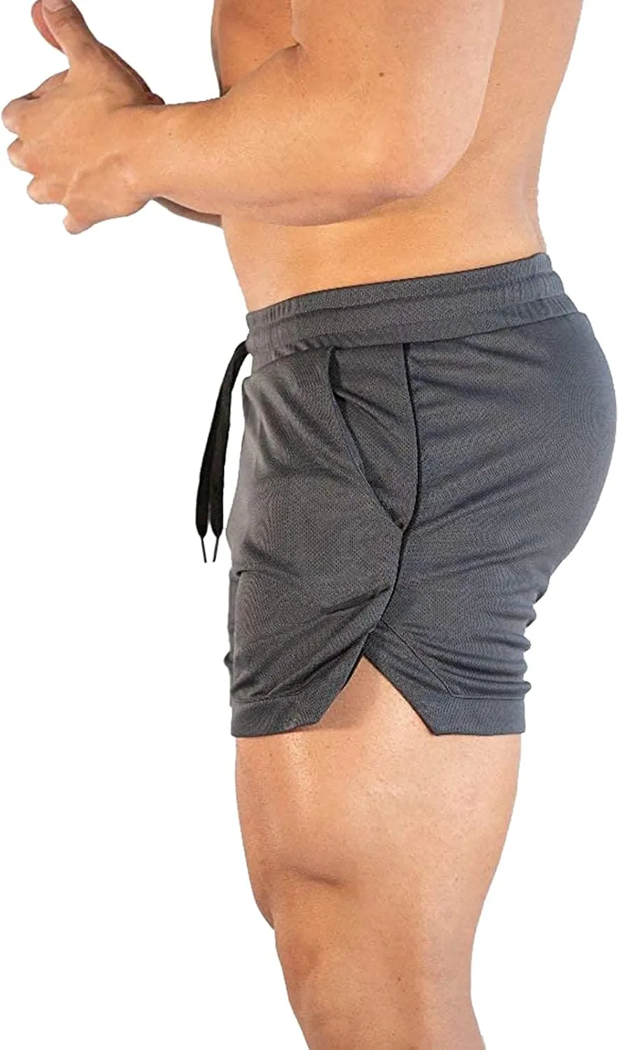 CEHT Mens Workout Running Shorts Lightweight Athletic Gym Shorts with Zipper Pockets