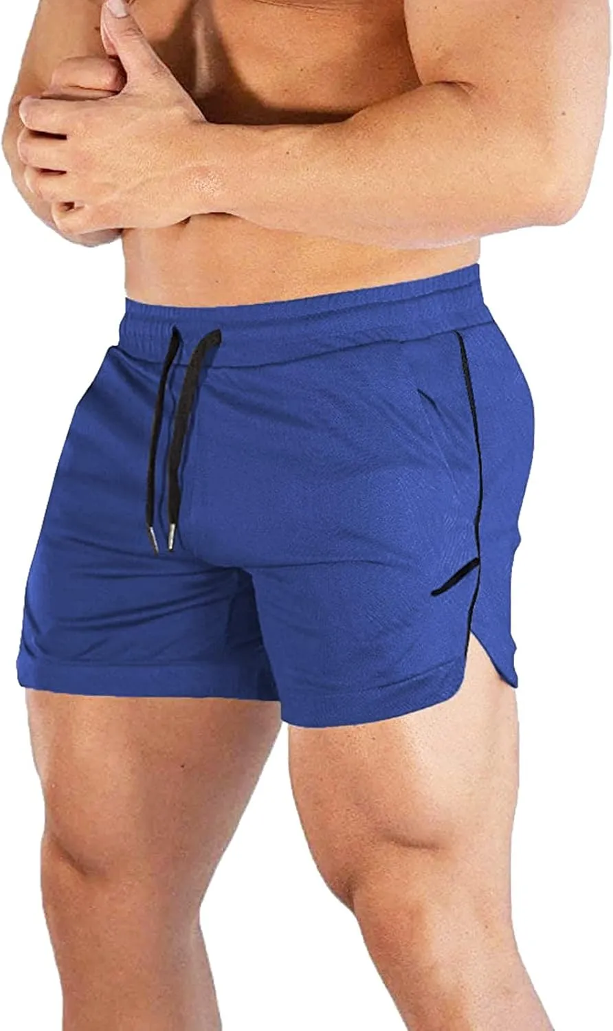 CEHT Mens Workout Running Shorts Lightweight Athletic Gym Shorts with Zipper Pockets