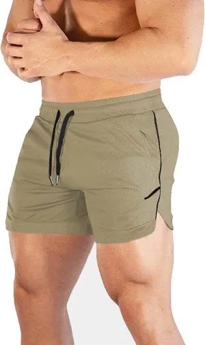 CEHT Mens Workout Running Shorts Lightweight Athletic Gym Shorts with Zipper Pockets