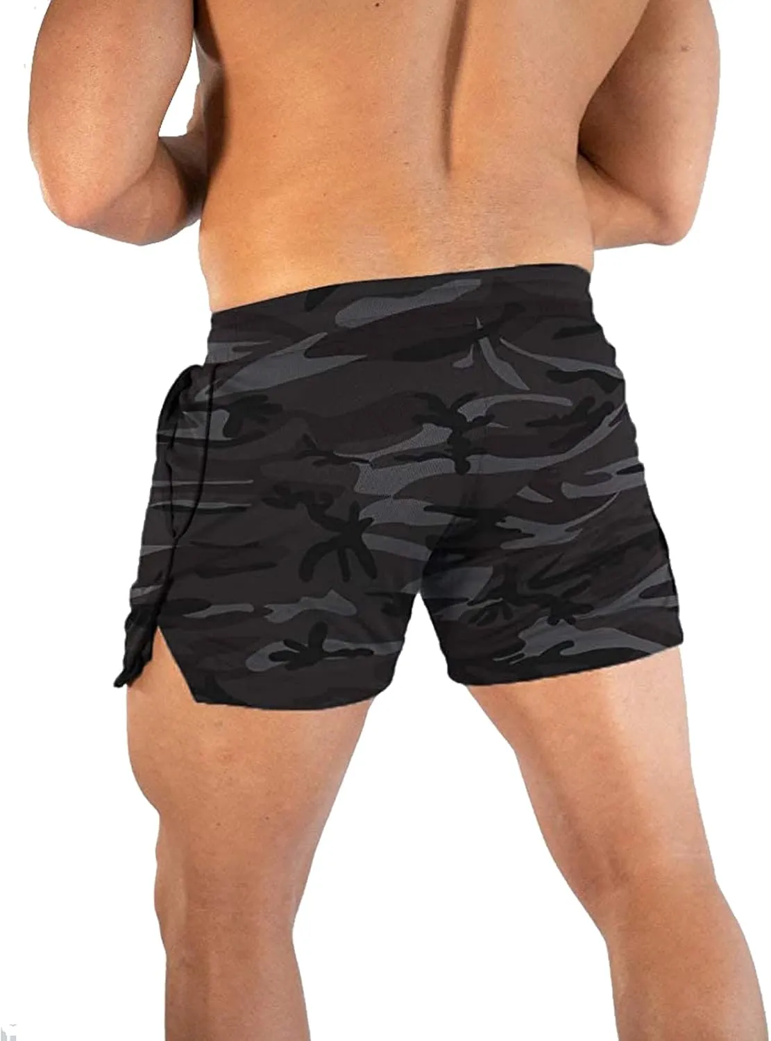 CEHT Mens Workout Running Shorts Lightweight Athletic Gym Shorts with Zipper Pockets