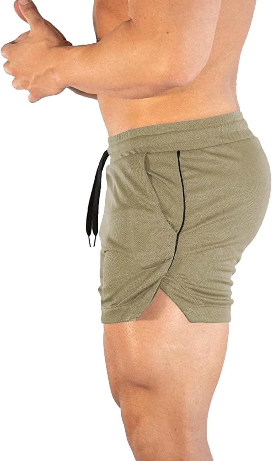 CEHT Mens Workout Running Shorts Lightweight Athletic Gym Shorts with Zipper Pockets