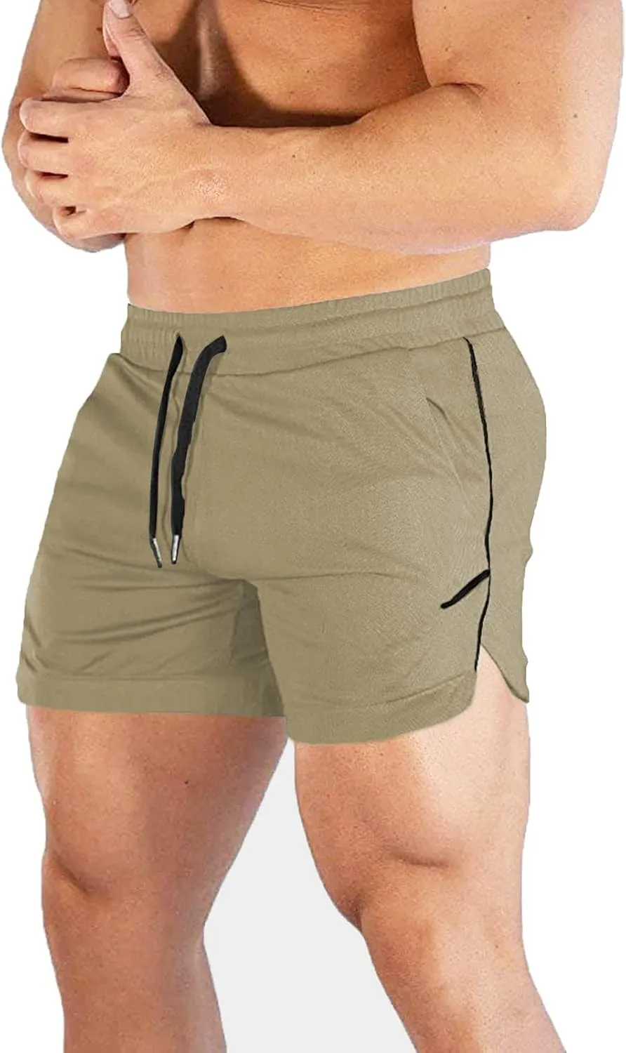 CEHT Mens Workout Running Shorts Lightweight Athletic Gym Shorts with Zipper Pockets