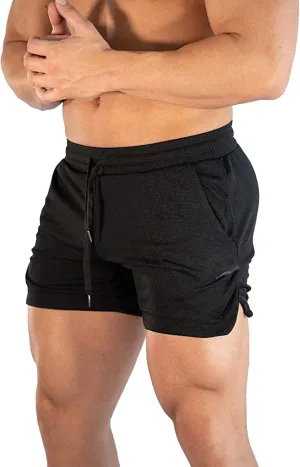 CEHT Mens Workout Running Shorts Lightweight Athletic Gym Shorts with Zipper Pockets