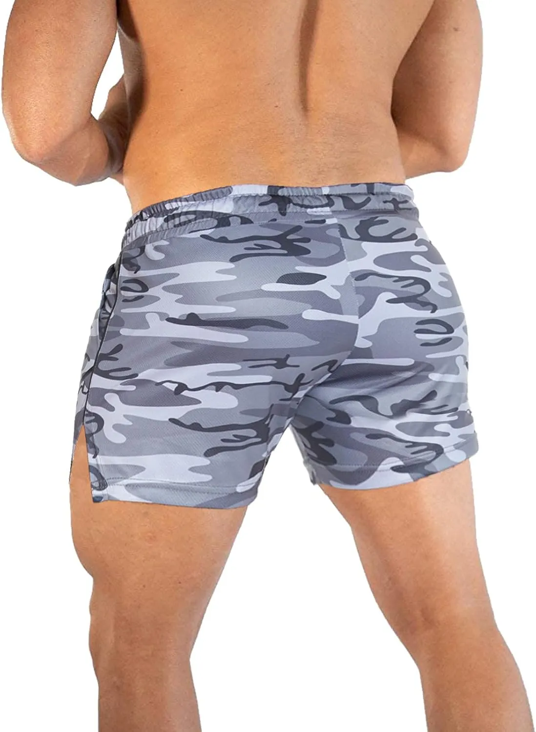CEHT Mens Workout Running Shorts Lightweight Athletic Gym Shorts with Zipper Pockets