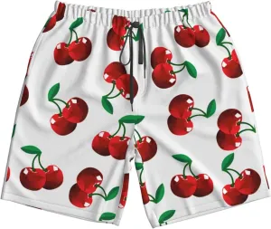 Cherries Fruit Men's Running Shorts with Liner Dry Fit Workout Shorts with Pockets