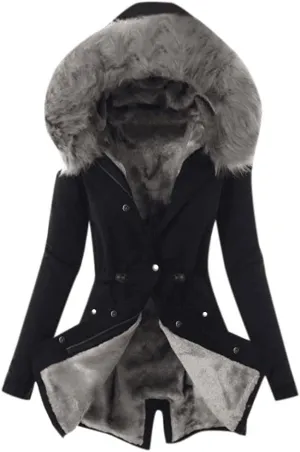 ChicCrate Sherpa Fleece Lined Jacket Women Hood Puffer Jacket Raw Hem Puffy Bubble Cotton Padded Thick Warm Coat
