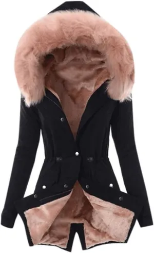 ChicCrate Sherpa Fleece Lined Jacket Women Hood Puffer Jacket Raw Hem Puffy Bubble Cotton Padded Thick Warm Coat