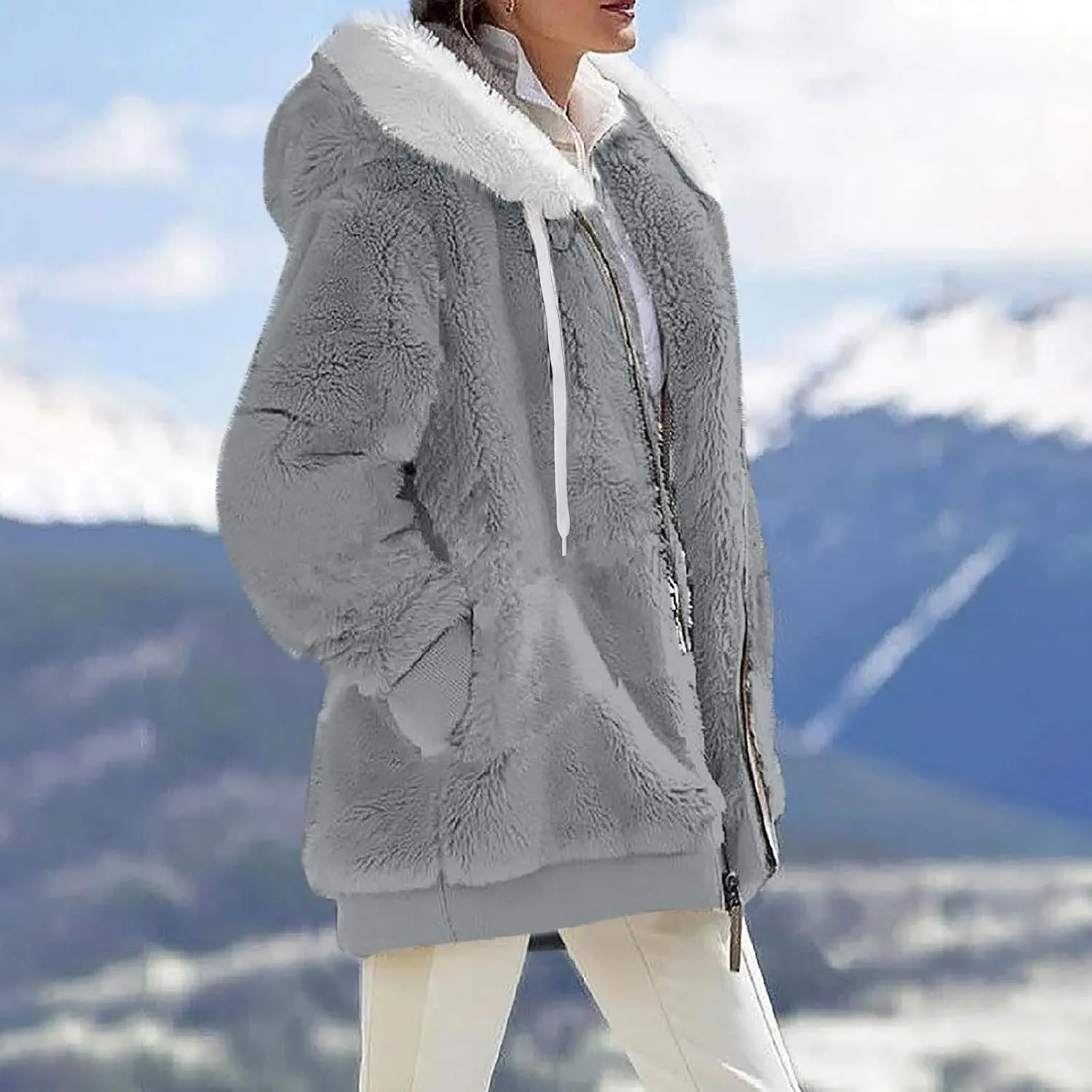 ChicCrate Winter Jackets For Women Zip Up Fleece Jacket Fuzzy Fashion Cardigan Warm Clothes Sherpa Plaid Coat