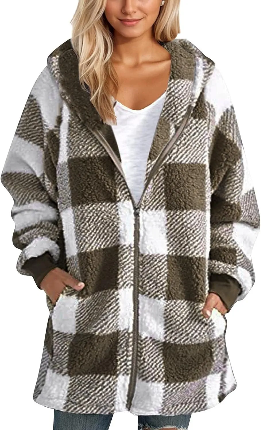 ChicCrate Womens Flannel Shacket Jacket Casual Plaid Long Sleeve Shirt Trendy Oversized Coats Fall Clothes Winter Outfit 2025