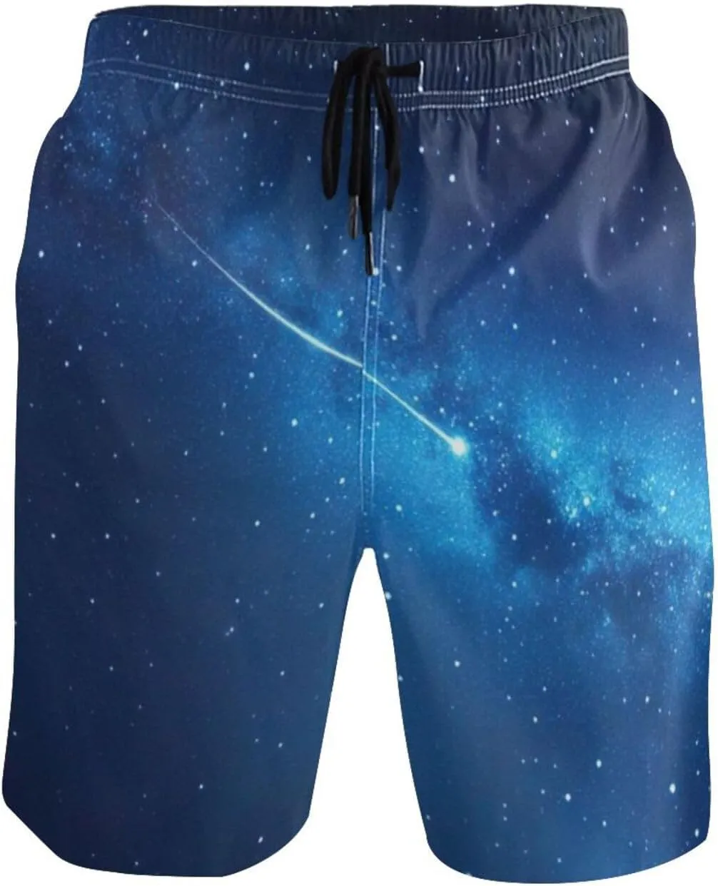 CHIFIGNO Starry Night Blue Mens Swimming Shorts, Small Swim Pants for Men, Swim Pants for Men