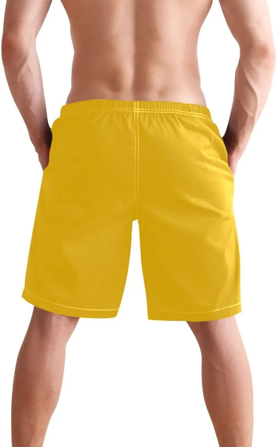 CHIFIGNO Teal Boho Spots Cream Swimming Shorts Men, Small Quick Dry Beach Shorts, Swimshorts for Men