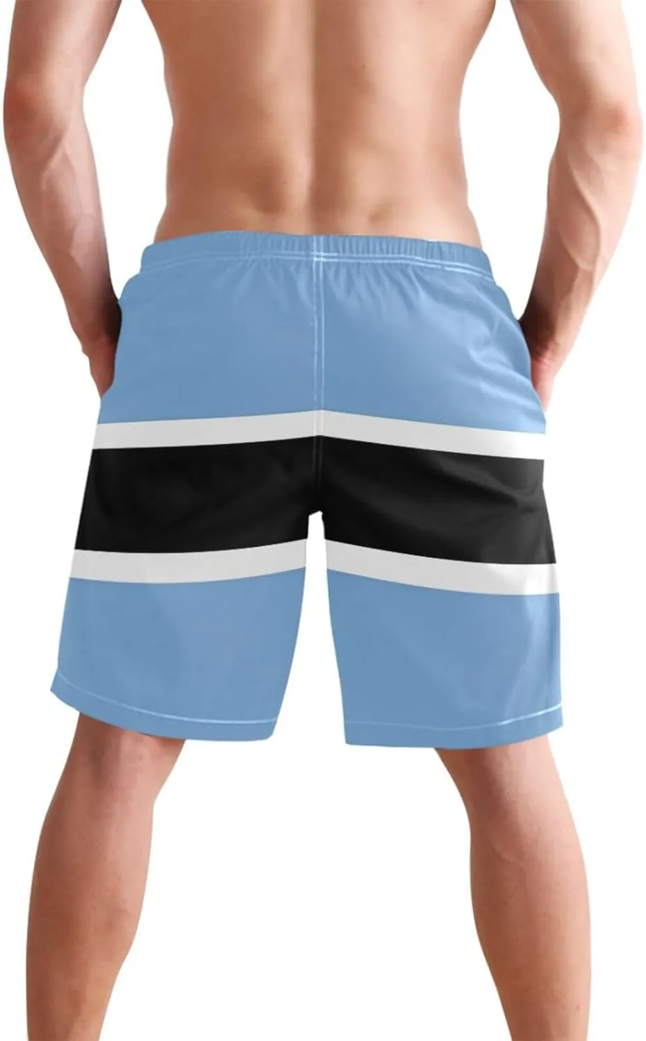 CHIFIGNO Teal Boho Spots Cream Swimming Shorts Men, Small Quick Dry Beach Shorts, Swimshorts for Men