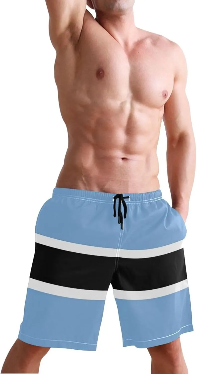 CHIFIGNO Teal Boho Spots Cream Swimming Shorts Men, Small Quick Dry Beach Shorts, Swimshorts for Men