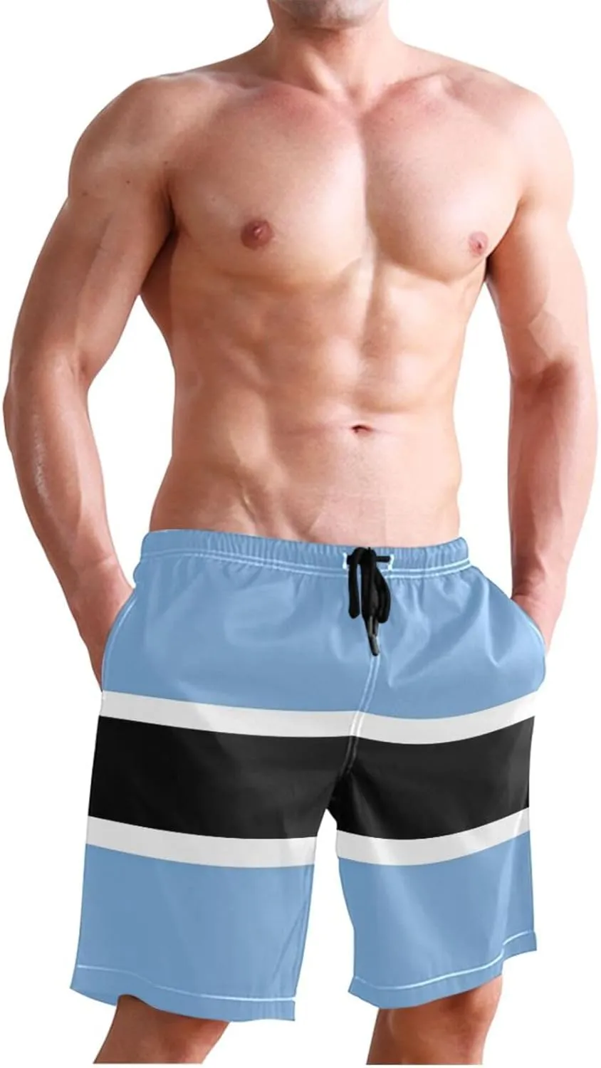 CHIFIGNO Teal Boho Spots Cream Swimming Shorts Men, Small Quick Dry Beach Shorts, Swimshorts for Men