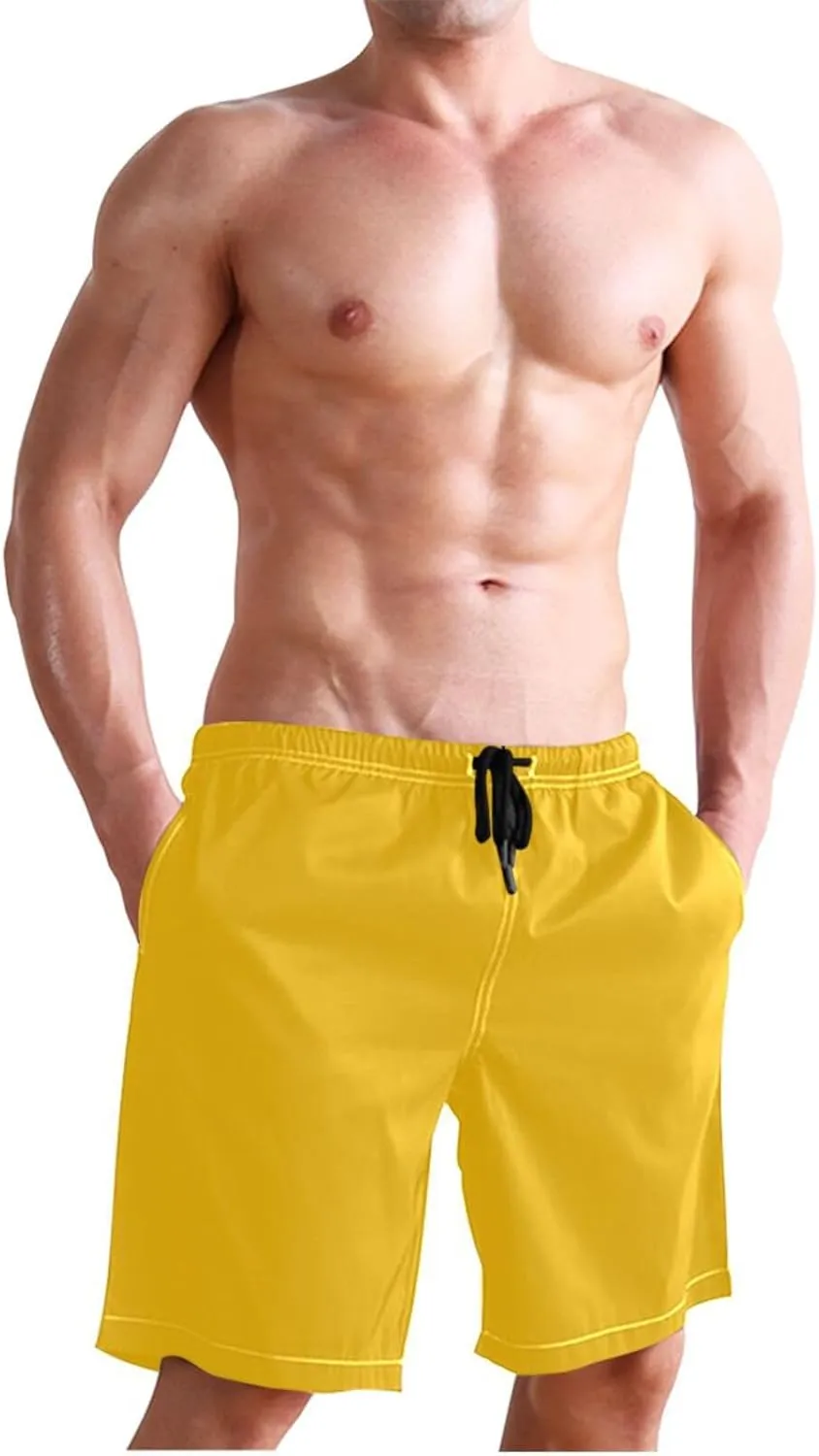 CHIFIGNO Teal Boho Spots Cream Swimming Shorts Men, Small Quick Dry Beach Shorts, Swimshorts for Men