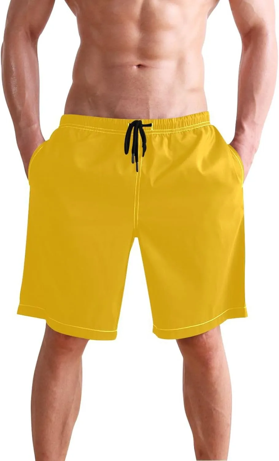 CHIFIGNO Teal Boho Spots Cream Swimming Shorts Men, Small Quick Dry Beach Shorts, Swimshorts for Men