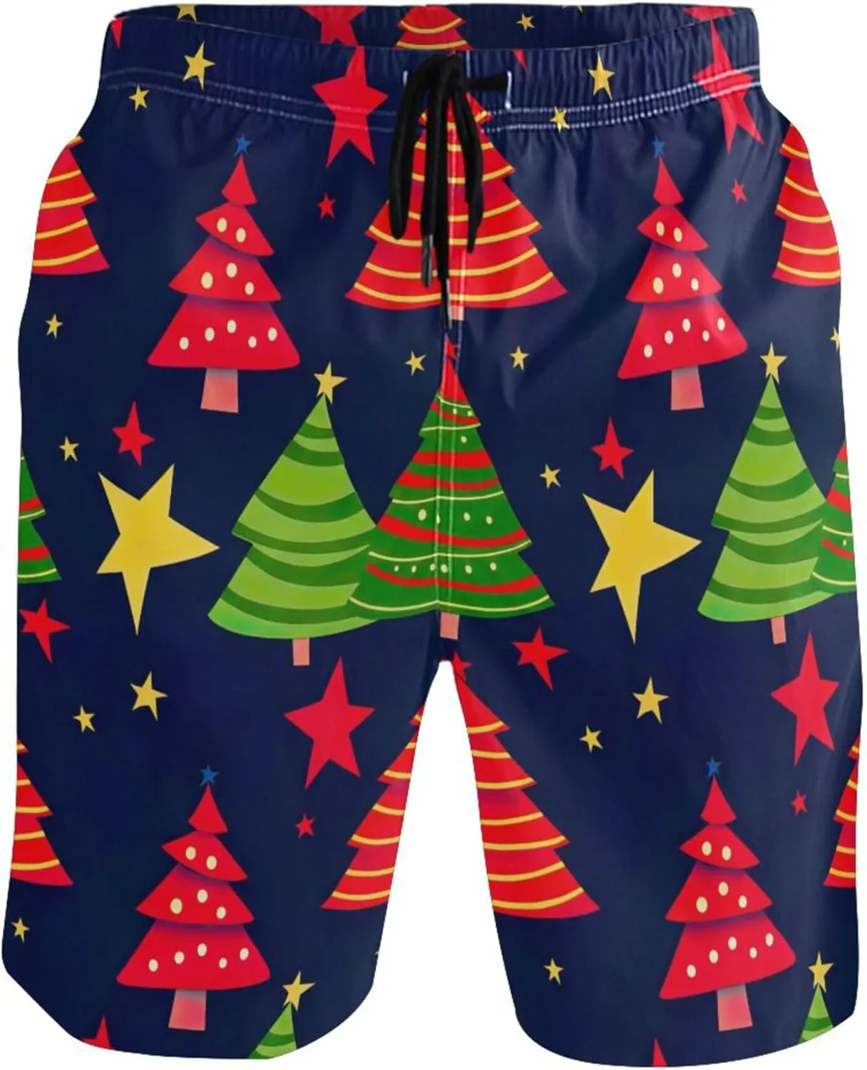 Christmas Tree Star Navy Men Swim Trunks Funny Mens Swimming Shorts Vacation Swimwear Bathing Suit S