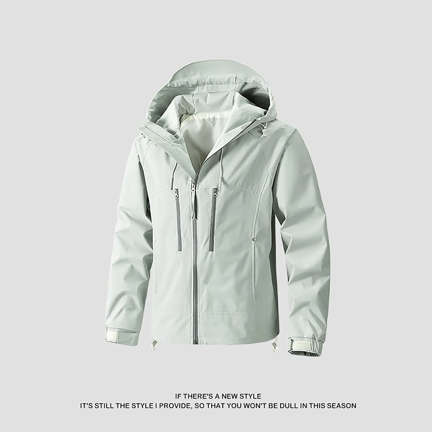 Classic Hooded Rain Jacket For Men Fashion 2024 Soft Hiking Zippered Waterproof Jackets Coat Windbreaker Outwear