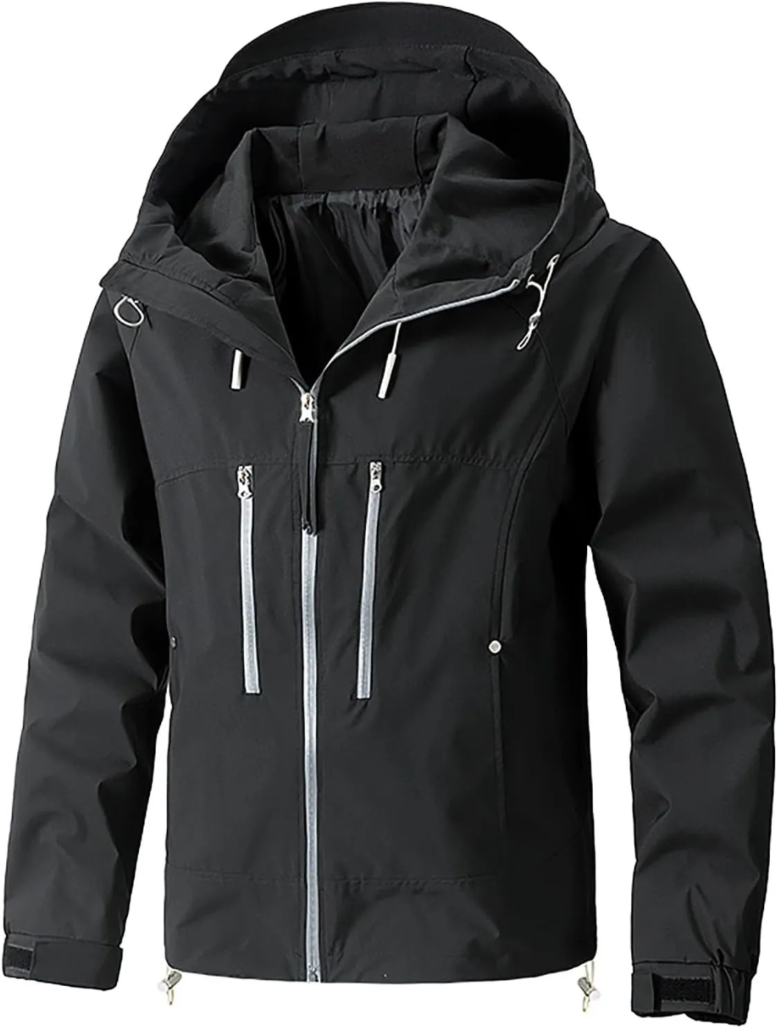 Classic Hooded Rain Jacket For Men Fashion 2024 Soft Hiking Zippered Waterproof Jackets Coat Windbreaker Outwear