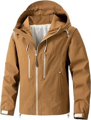 Classic Hooded Rain Jacket For Men Fashion 2024 Soft Hiking Zippered Waterproof Jackets Coat Windbreaker Outwear