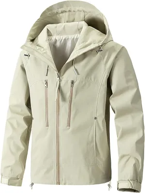 Classic Hooded Rain Jacket For Men Fashion 2024 Soft Hiking Zippered Waterproof Jackets Coat Windbreaker Outwear