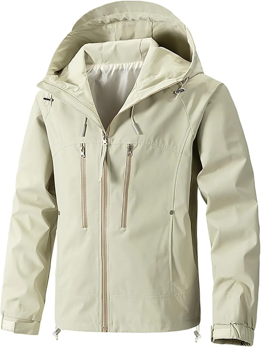 Classic Hooded Rain Jacket For Men Fashion 2024 Soft Hiking Zippered Waterproof Jackets Coat Windbreaker Outwear