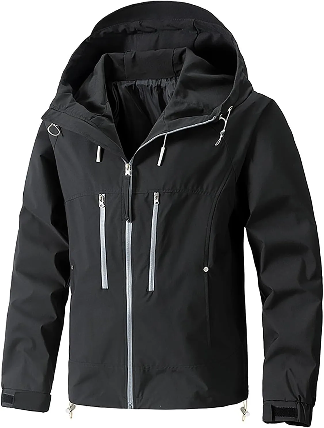 Classic Hooded Rain Jacket For Men Fashion 2024 Soft Hiking Zippered Waterproof Jackets Coat Windbreaker Outwear