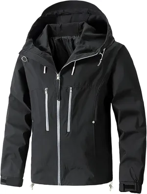 Classic Hooded Rain Jacket For Men Fashion 2024 Soft Hiking Zippered Waterproof Jackets Coat Windbreaker Outwear