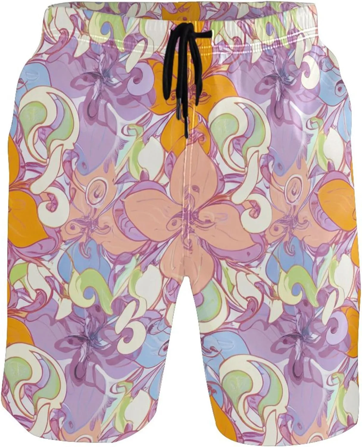 Colorful Spring Flower Mens Swimming Shorts Custom Men's Swim Trunks Funny Quick Dry Elastic Waist S