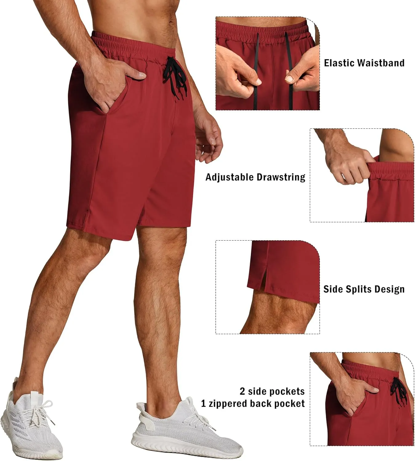 COOFANDY Men's Athletic Running Shorts Quick Dry Lightweight Gym Workout Training Sports Shorts with Pockets