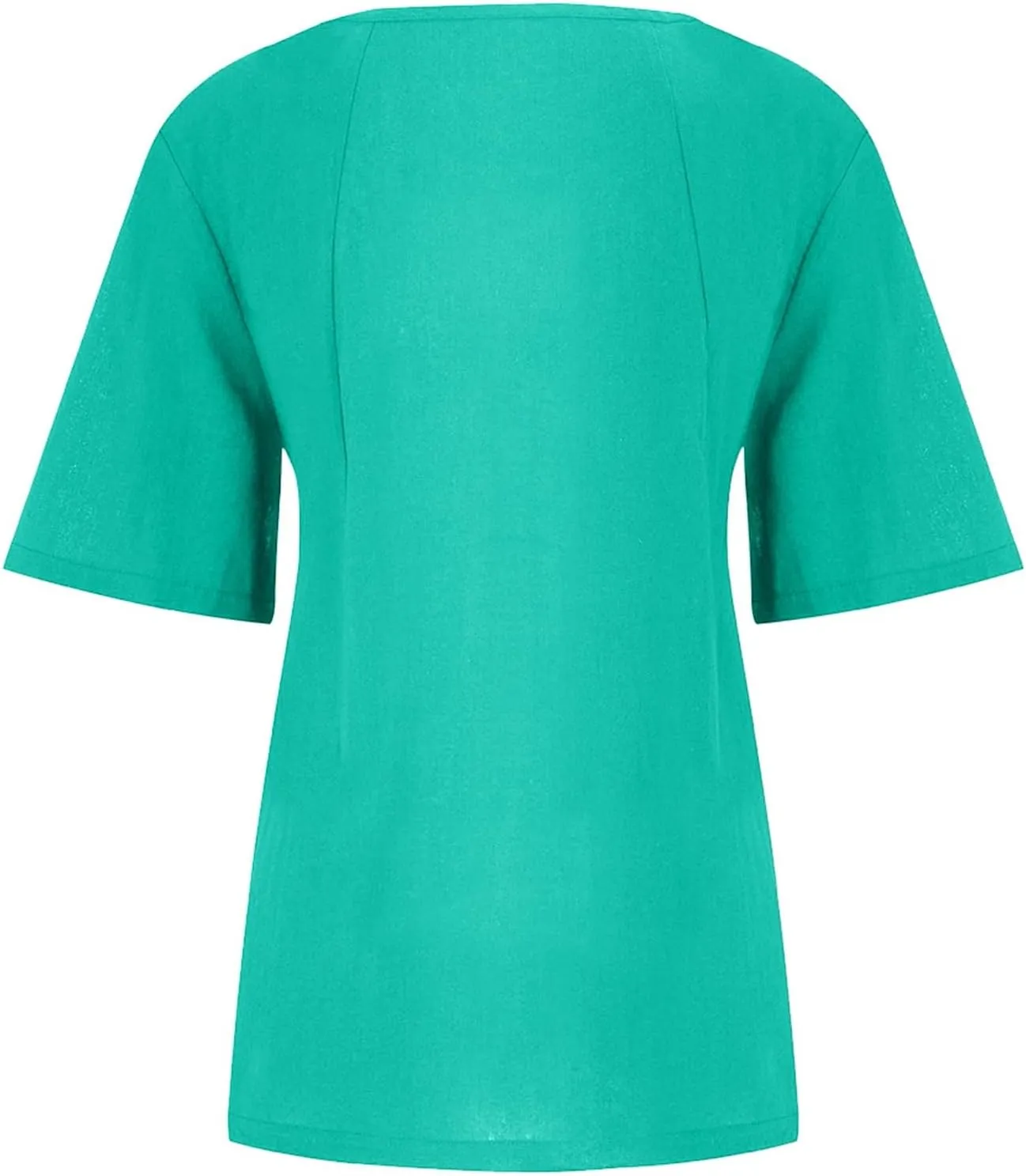 Cotton Linen Tops for Women Short Sleeve Round Neck T Shirts Oversized Embroidery Floral Printed Loose Blouses S-5XL