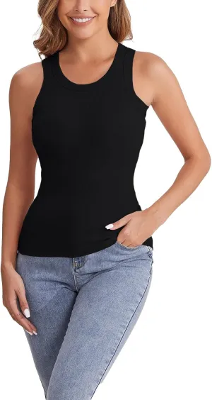 Cotton Shelf Bra Camisole Tops for Women Round Neck Comfy Y2K Vest Summer Layering Tank Summer Outfits Cami Shirt