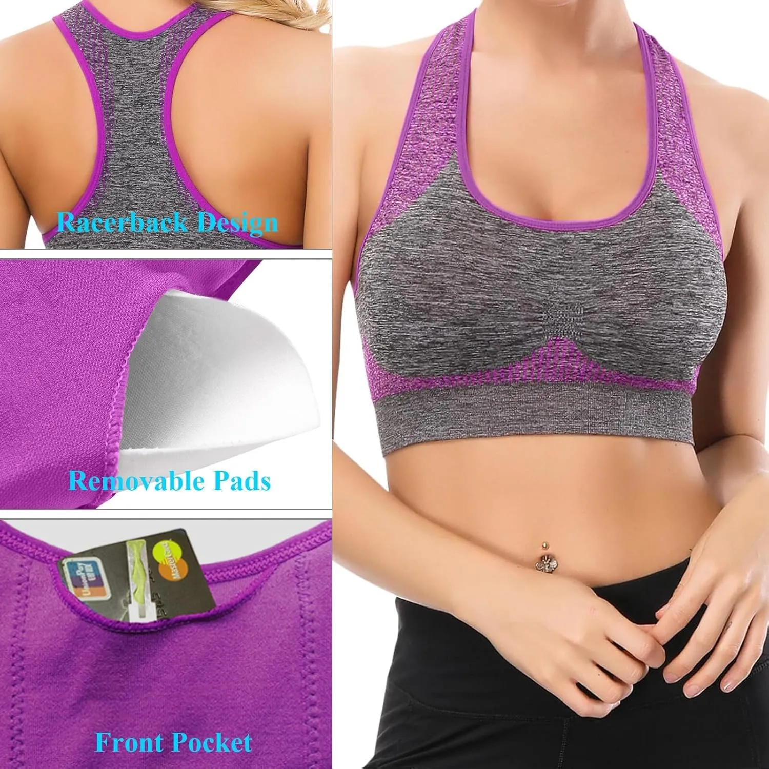 Cotton Sports Bras for Women High Support Large Bust Shockproof Gathering Wirefree No Underwire Quick Dry Underwear