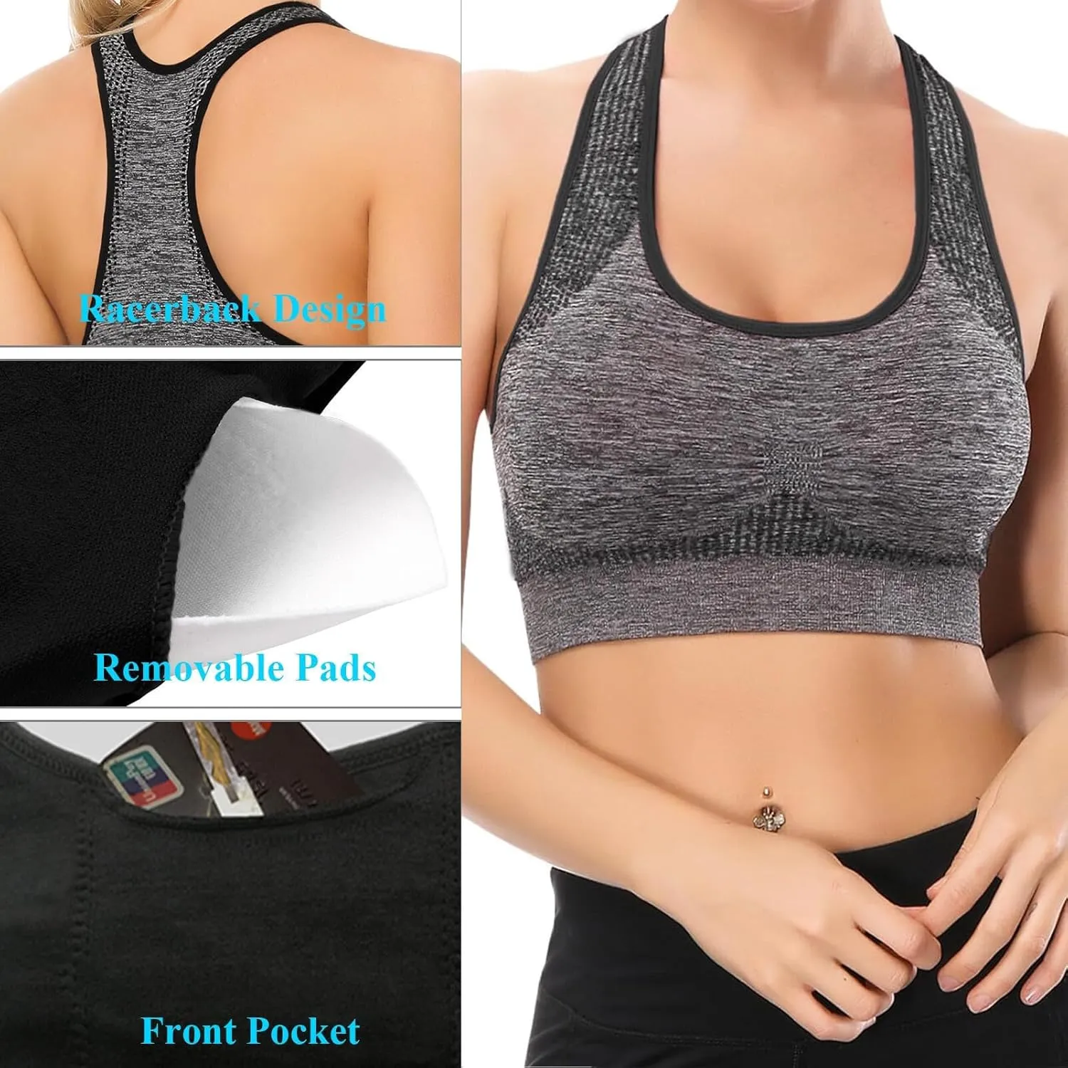 Cotton Sports Bras for Women High Support Large Bust Shockproof Gathering Wirefree No Underwire Quick Dry Underwear