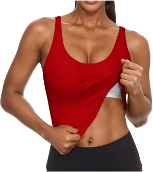 Cotton Tank Top with Built in Bra for Women, Seamless Muscle Athletic Yoga Tops Workout Shelf Bra Camisole Cami