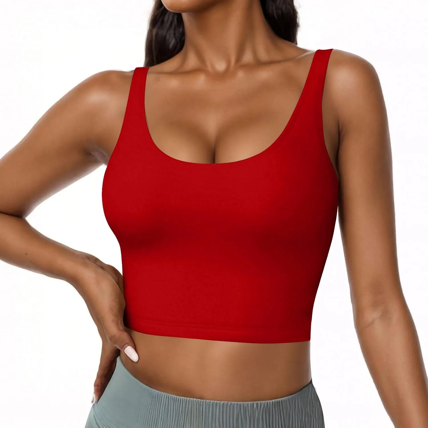 Cotton Tank Top with Built in Bra for Women, Seamless Muscle Athletic Yoga Tops Workout Shelf Bra Camisole Cami