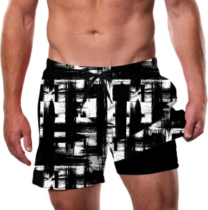 Cozople Mens Swim Trunks with Compression Liner 5.5" Inseam Quick Dry Bathing Suit Lightweight Swimming Shorts