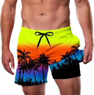 Cozople Mens Swim Trunks with Compression Liner 5.5" Inseam Quick Dry Bathing Suit Lightweight Swimming Shorts