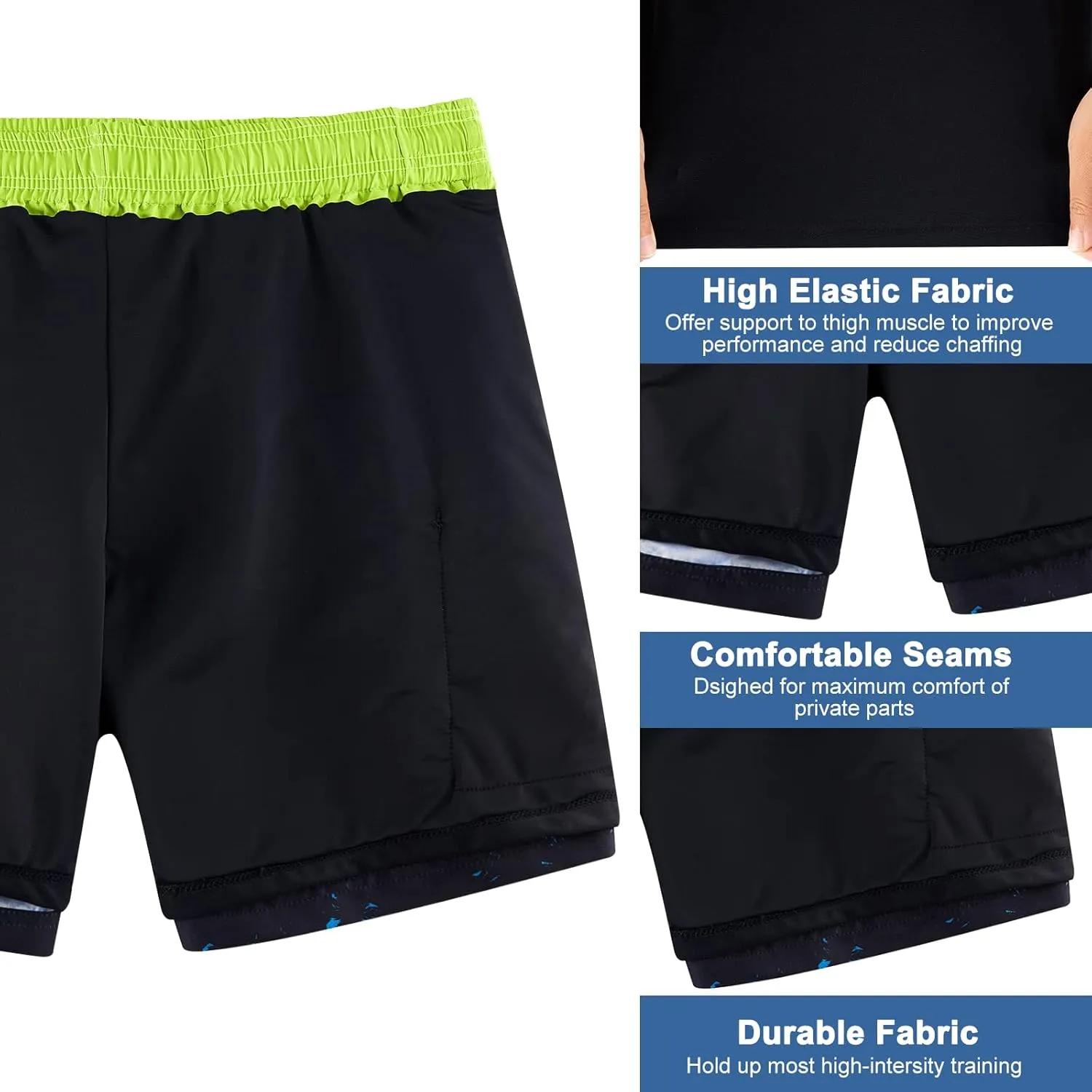 Cozople Mens Swim Trunks with Compression Liner 5.5" Inseam Quick Dry Bathing Suit Lightweight Swimming Shorts