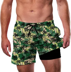 Cozople Mens Swim Trunks with Compression Liner 5.5" Inseam Quick Dry Bathing Suit Lightweight Swimming Shorts
