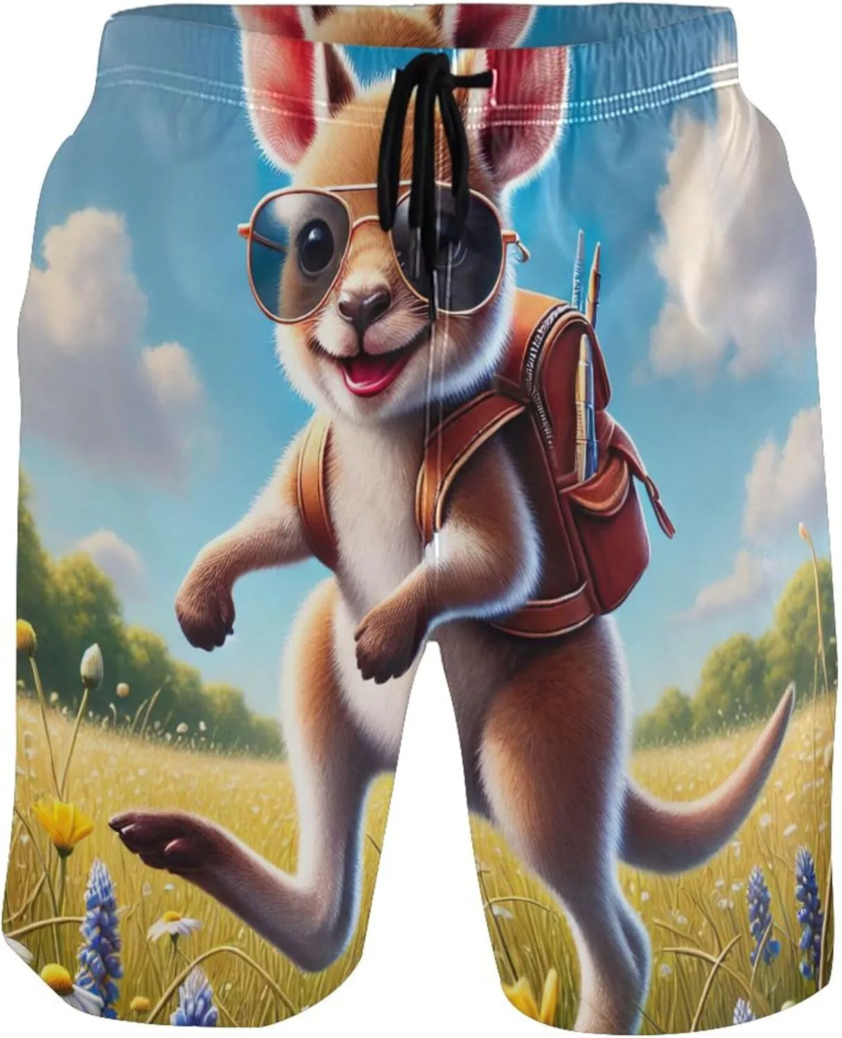Custom Mens Swim Trunks Funny Cute Hiking Kangaroo Outdoor Beach Swimming Shorts Quick Dry Swimwear S