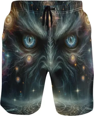 Custom Swim Trunks for Men Magical Evil Eyes Black Mens Swimming Shorts Swimwear Quick Dry S