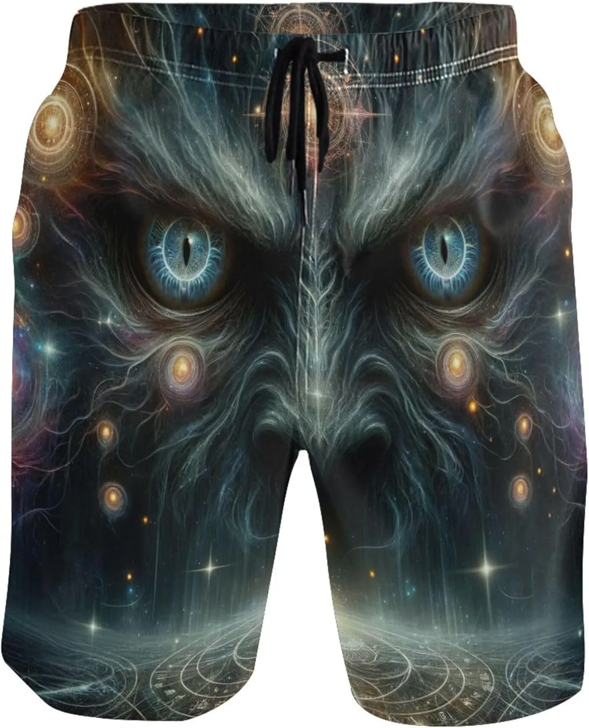 Custom Swim Trunks for Men Magical Evil Eyes Black Mens Swimming Shorts Swimwear Quick Dry S