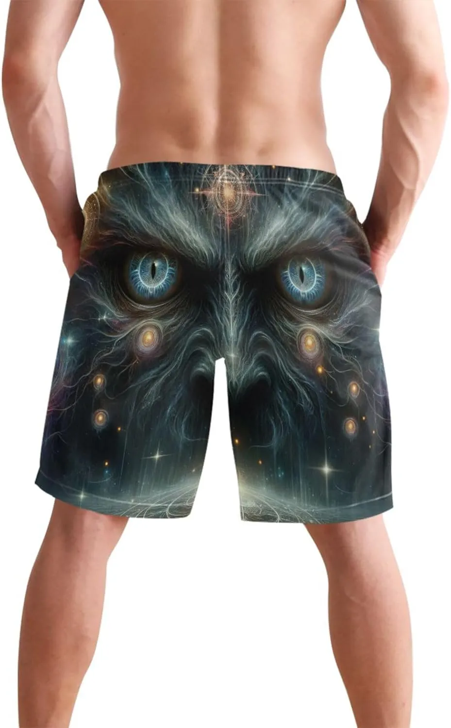 Custom Swim Trunks for Men Magical Evil Eyes Black Mens Swimming Shorts Swimwear Quick Dry S