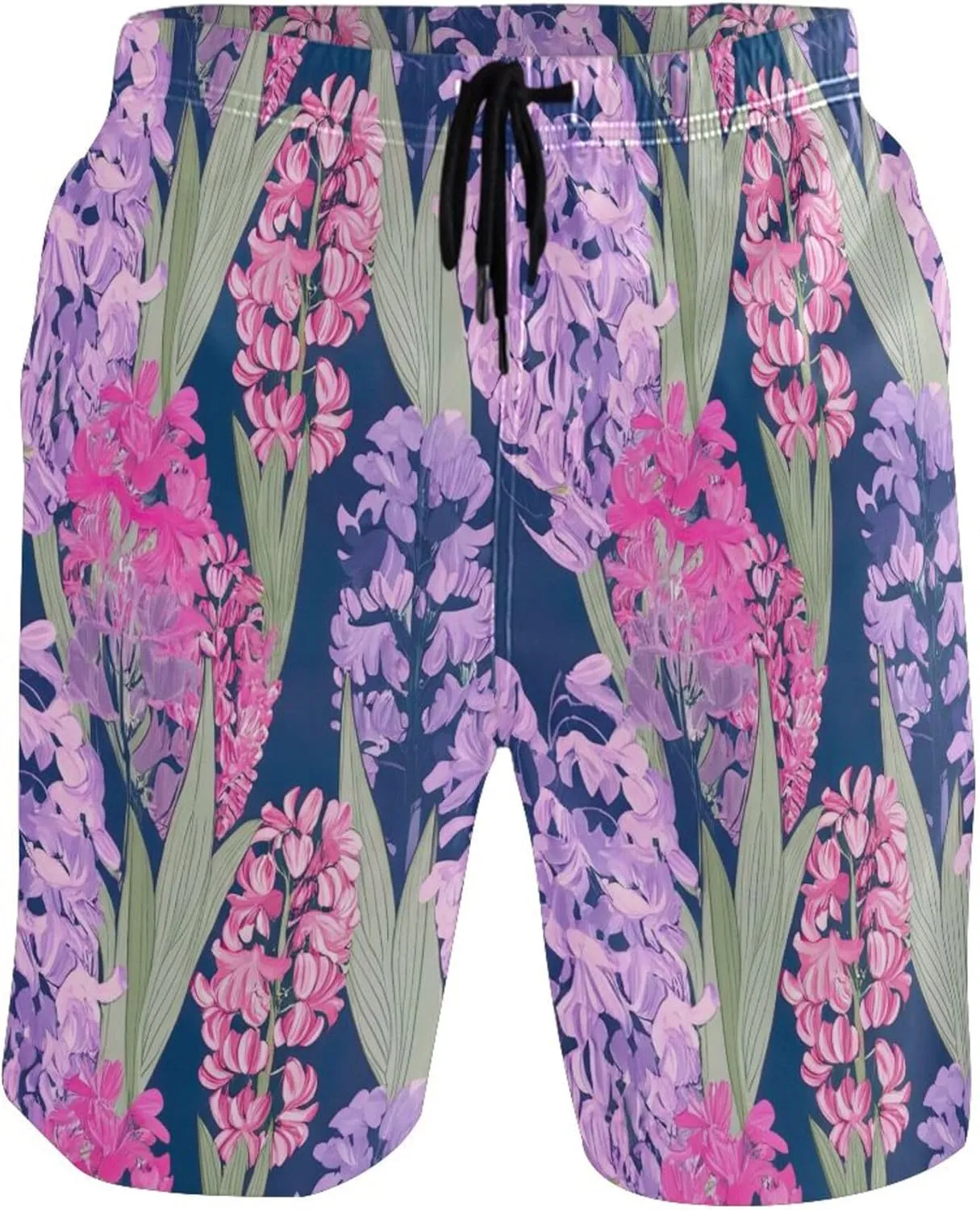 Custom Swim Trunks Men Cute Hyacinth Flowers Spring Floral Mens Swimming Shorts Swimwear Bathing Suits S